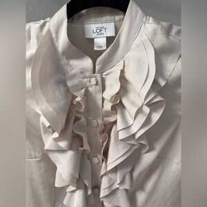 *VINTAGE* Ann Taylor Loft Cream Ruffle Blouse